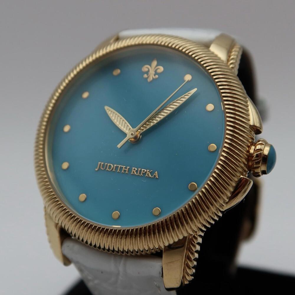 Judith Ripka Beautiful Gold Tone Turquoise Dial Watch
